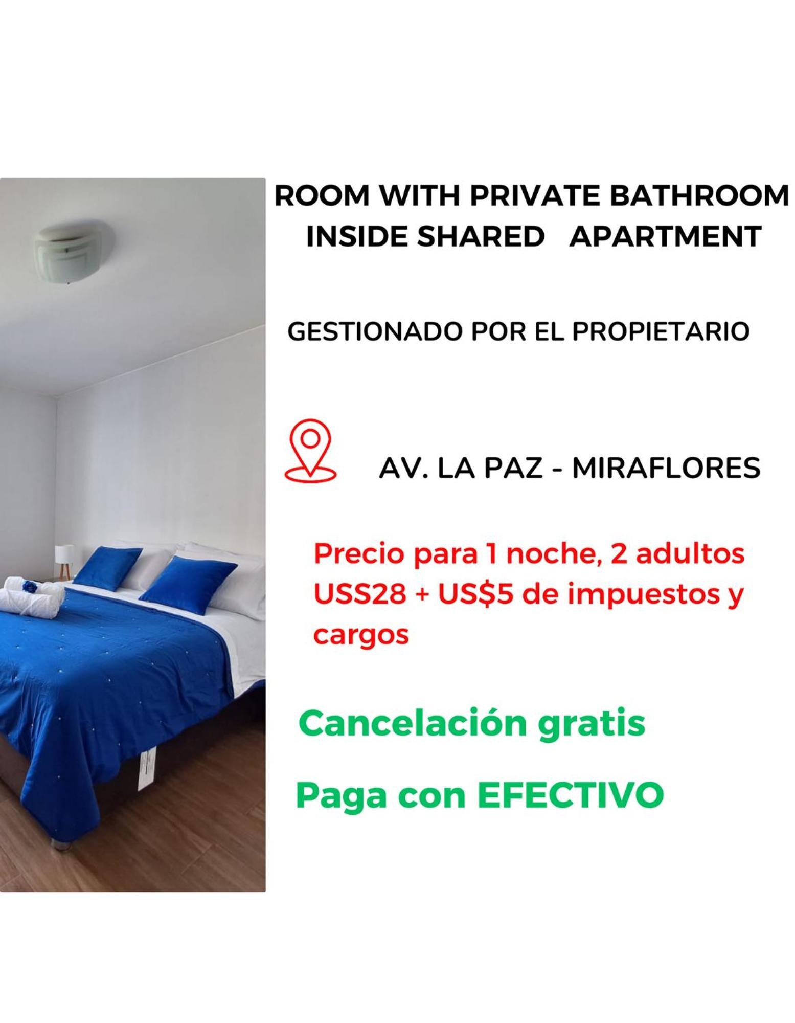 Habitacion Bano Propio La Paz 1 ليما المظهر الخارجي الصورة